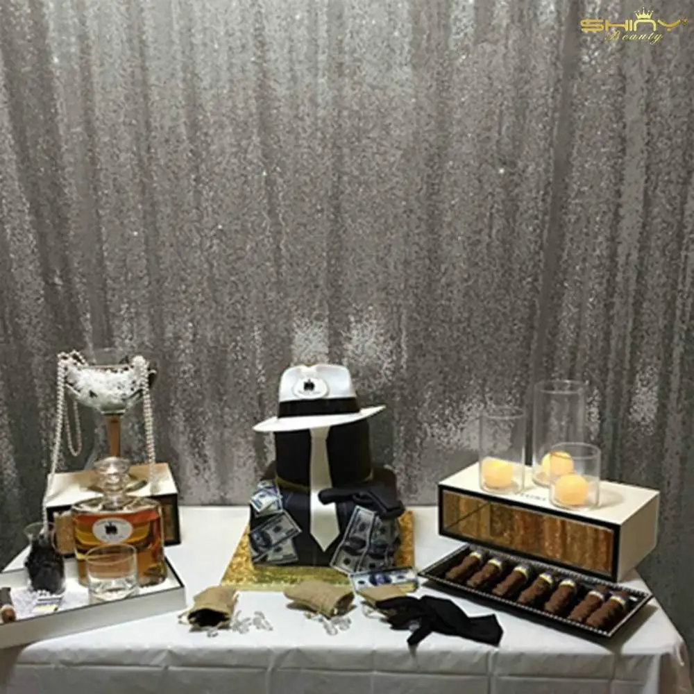 

Shinybauty 240x180cm Grey Sequin Background Glitter Curtain Party Backdrops Decoration For Photo Studio-M190814