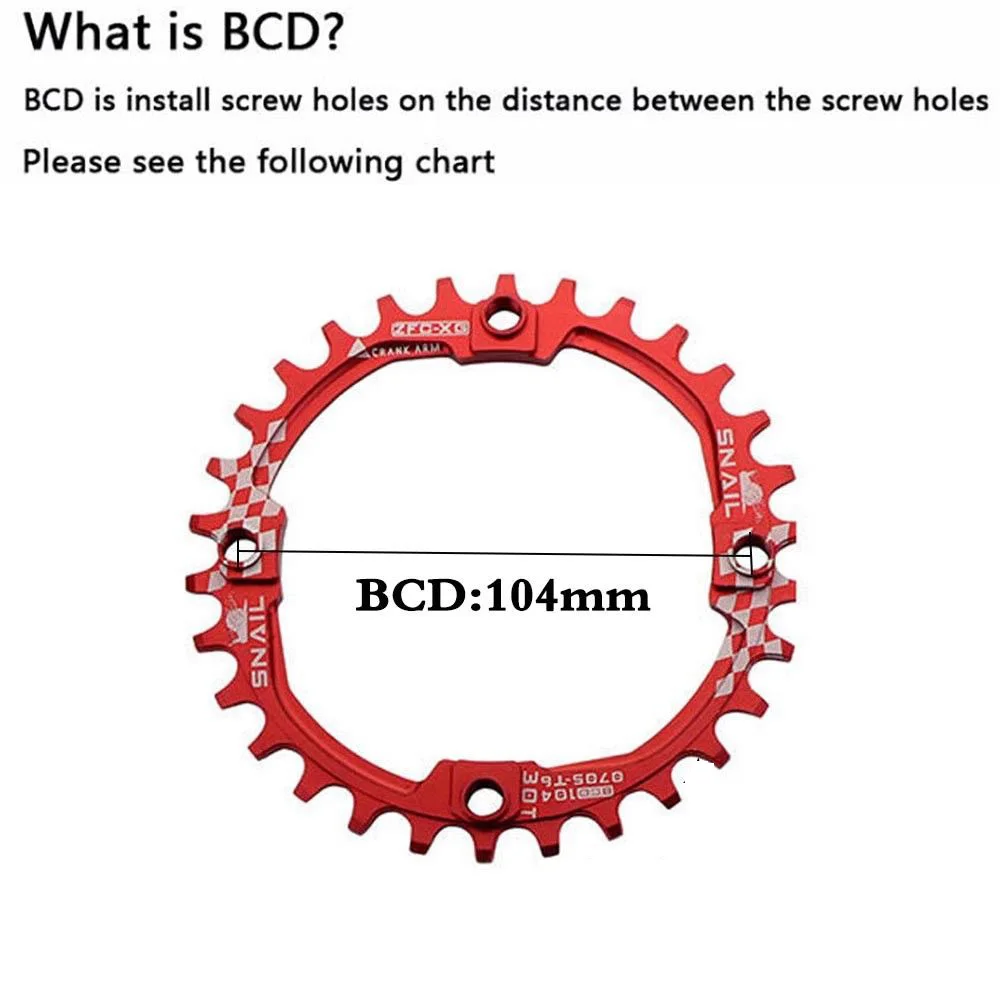 Улитка узкая широкая MTB цепь кольцо 104BCD 30T горный велосипед колеса цепи болты одна