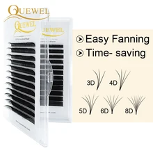 Quewel automático floração cílios extensão rápido fãs cílios fácil florescendo cílios 0.03-0.10mm seda falso chicote feito à mão