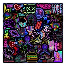 10/30/50PCS Cartoon Neon Light Graffiti Stickers Car Guitar Motorcycle Luggage Suitcase DIY Classic Toy Decal Sticker for Kid