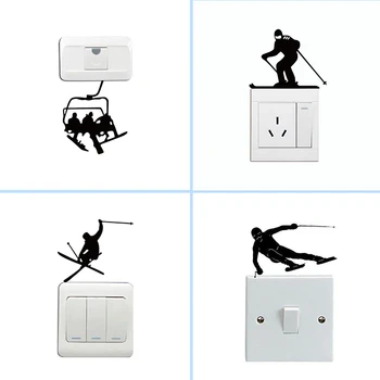 

Funny Ski Cable Ride Up The Mountain Vinyl Switch Sticker Fashion Sport Wall Decal for Kids Room Bedroom Living Room Home Decor