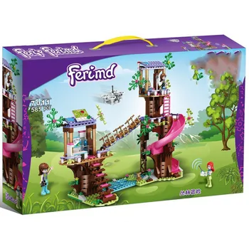 

Friends Jungle Rescue Base Slide Amusement Park Building Blocks With Action Figures Bricks Toys Girls Winter Holiday Gift