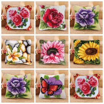 

Diy Smyrna Knooppakket Klink Haak Kleed Bloemen Do It YourselfBorduurpakket Kussen Embroidery Package Pillow Latch Hook Kits AA