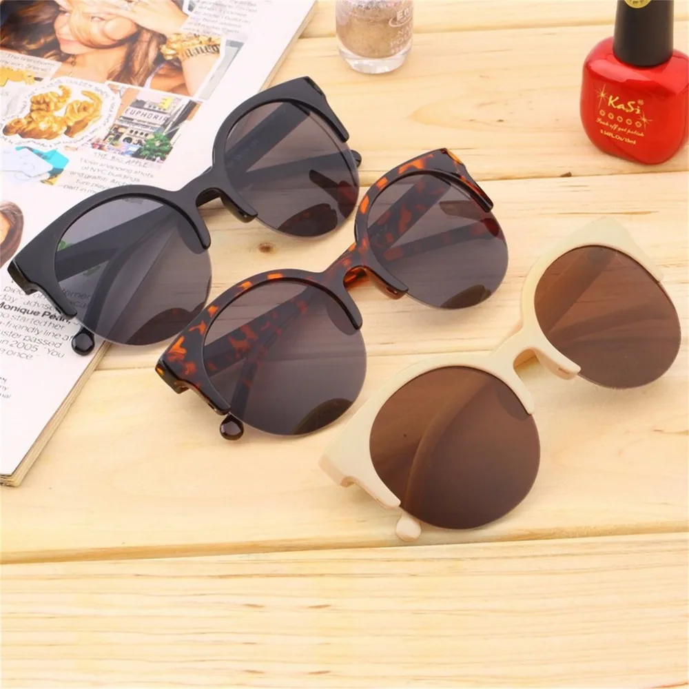 Модный дизайн унисекс классический круглой формы круглая оправа полуоправы солнцезащитные очки уличные мужские женские солнцезащитные очки