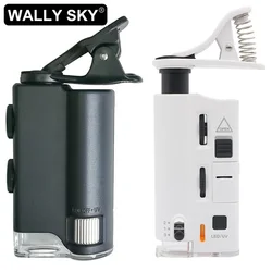 60X-100X Mini Microscope Portable Universal Clip Microscope Smartphone Microscope Magnifying Glass with LED UV Light Magnifier