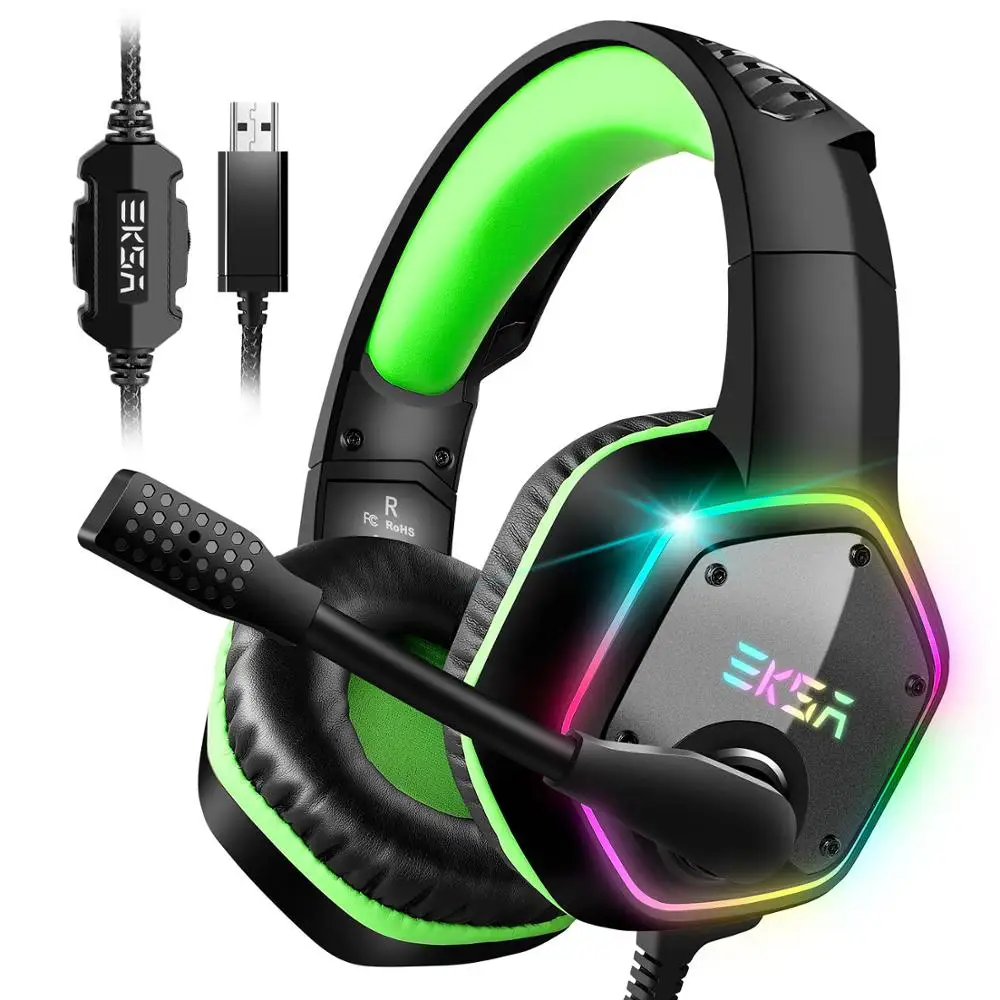 Auriculares para juegos EKSA E1000 con micrófono con cancelación de ruido RGB luz 71 sonido envolve