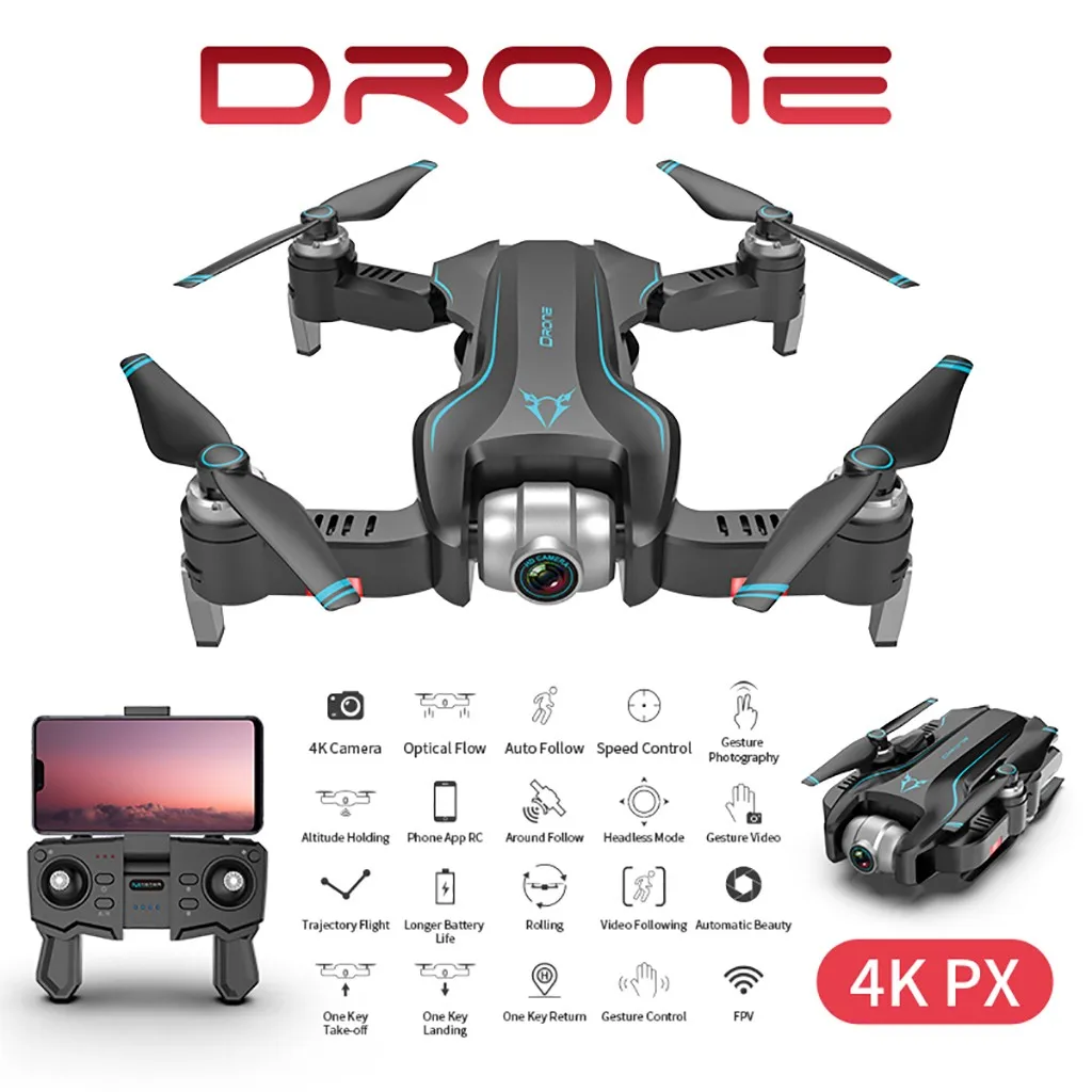 S20W 2,4G 4K OpticalFlow следующая двойная камера траектория полета FPV RC Дрон пульт дистанционного управления на радиоуправлении D3095 - Цвет: BU