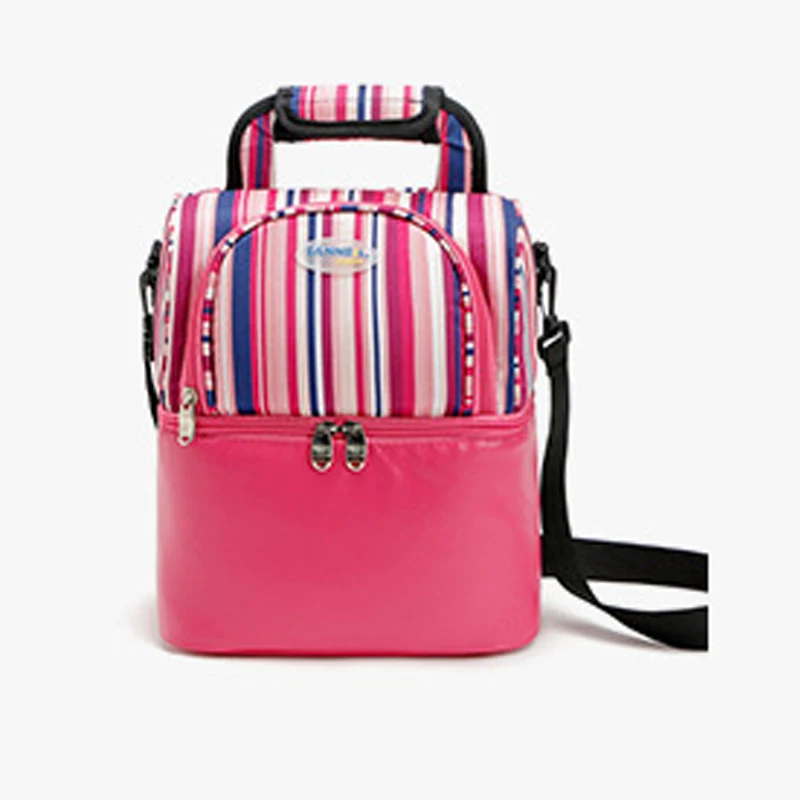 Pink3389 Женские сумки для обедов, Модная Портативная сумка-холодильник для еды, сумка для женщин, термо-Ланч-бокс, Детская молочная сумка, 3 цвета, тепловой мешок - Цвет: Pink3389