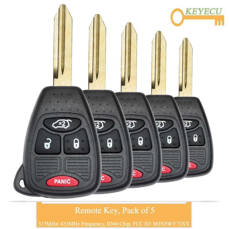KEYECU 5 шт. Автомобильный ключ дистанционного управления для Jeep Liberty Chrysler Pacifica 2004- 2008