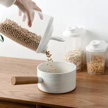 1Л ящик для хранения продуктов, кухонный прозрачный зерно герметичный резервуар для хранения с крышкой, белый пластик, PP банка для хранения, легко моется
