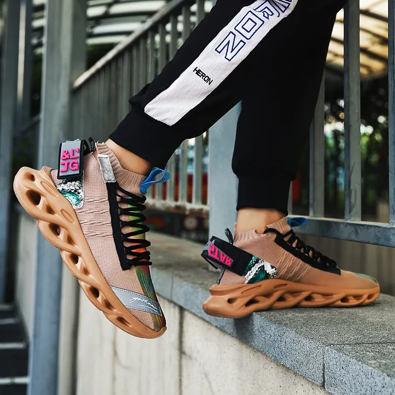 Goede Klassieke Vliegende Geweven Trend Mannen Casual Schoenen Lichtgewicht Comfortabele Demping Loopschoenen Hoge Elastische Non Slip Dragen Schoenen