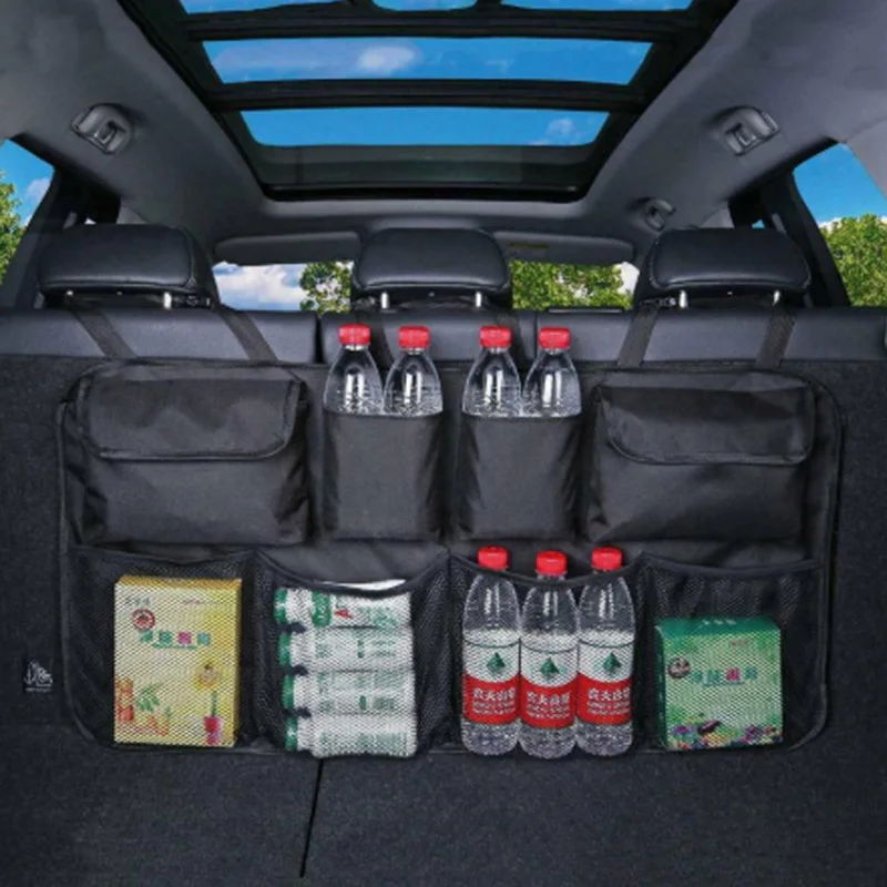Auto Storage Organizer Car Trunk Bag Universal Large Capacity Backseat Storage Bag Trunk Cargo Mesh Holder Pocket
