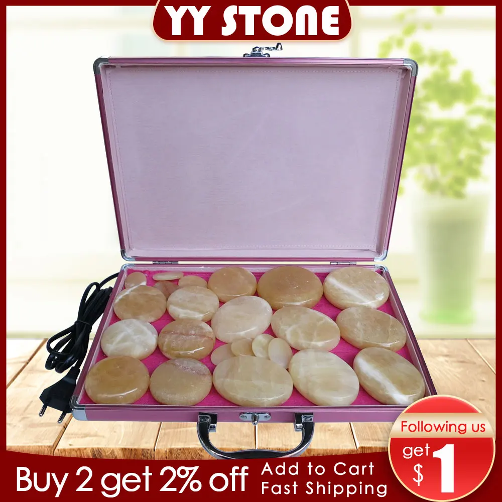 Tontin Topaz 23 Pz/Set Hot Stone Body Massager Salon Spa Con Riscaldatore Box Stone Massage Rocks Ce E Rohs