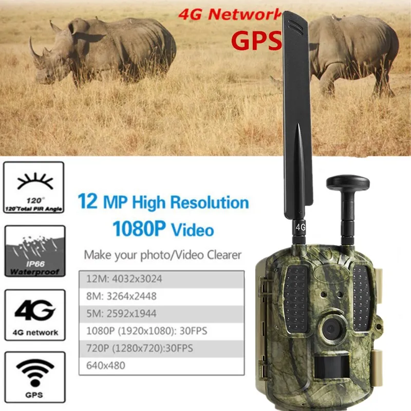 Hunting Camera Gps Wireless 4G Fdd Lte Remote App Control Camo Hunting Game Trail Camera Wildlife Photo Trap 4G 3G Hd
