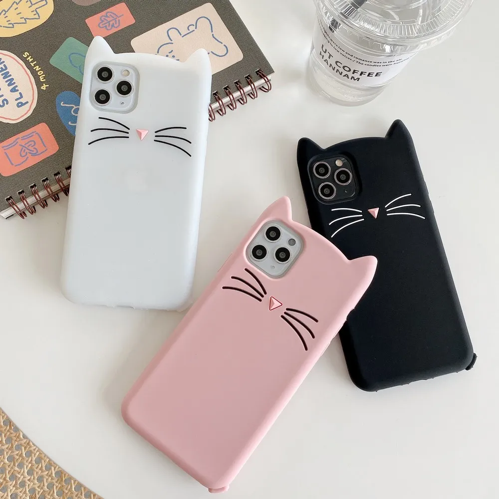 

Cartoon bearded cat silicone super soft and thin case For iPhone 12mini 12 11 pro max X XR XS Max 6 6s 7 8 plus back cover
