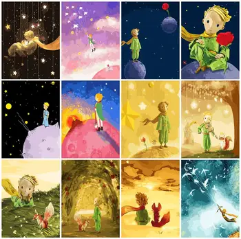 

Frame DIY Painting By Numbers Children Cartoon Princeling Paint By Number Hand Painted Painting 20x20cm Artowrk