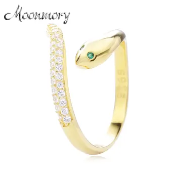 

Moonmory Simple Luxury 925 Sterling Silver Adjustable Blue Eye Snake Ring For Women Lovey Animal Wedding Ring Silver 925 Jewelry