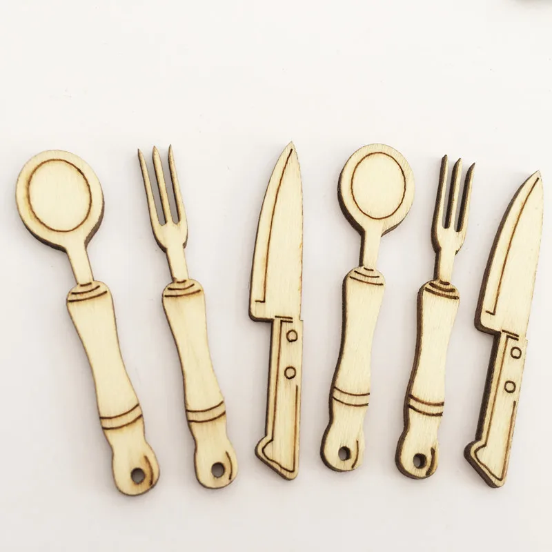 

30pcs Unfinished Wood Fork Spoon for Scrapbooking Embellishments DIY Craft Unfinished Wooden Ornaments