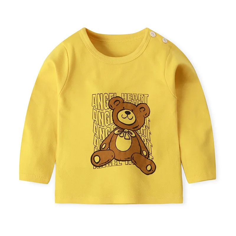 Kids Baby Girls Boys Long Sleeve Tops Cotton Round Neck Tee Shirt Toddler Spring And Autumn Clothes