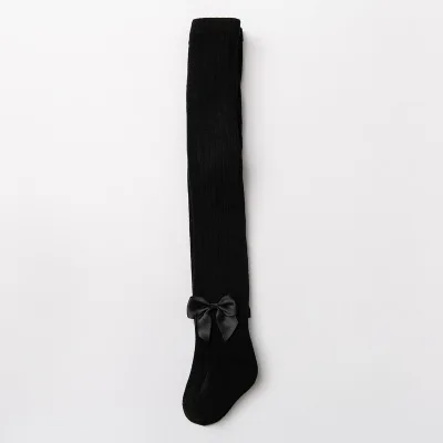 01888 black Детские осенне-зимние Бархатные колготки принцессы с бантиком; хлопковые колготки для маленьких девочек; детские вязаные колготки; колготки - Цвет: 01888 black