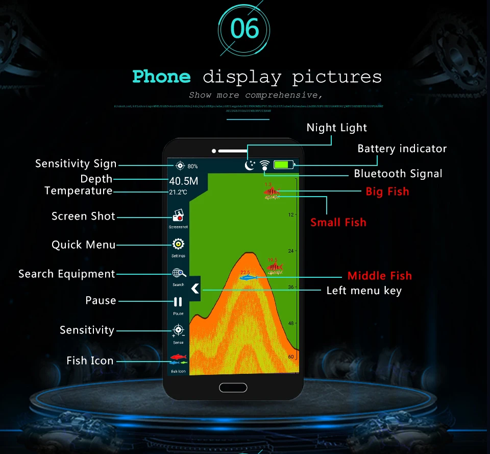 Inventor de Peixes sem Fio Portátil sem Fio Compatível com Ios Android para Dock Inteligente Sonar Fishfinder Shore Barco Pesca no Gelo Lâmpada & 12 & android para dock shore barco pesca no gelo lâmpada