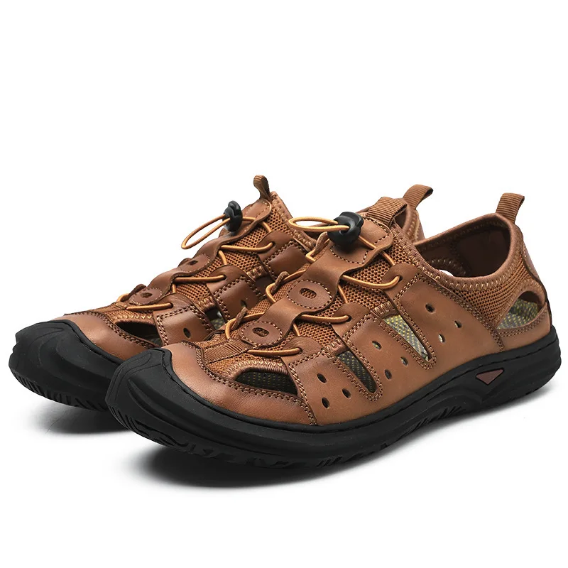 CEVABULE/женская и Мужская модная обувь из коровьей кожи; большие размеры; Летние кожаные пляжные сандалии для отдыха; CLK-7785