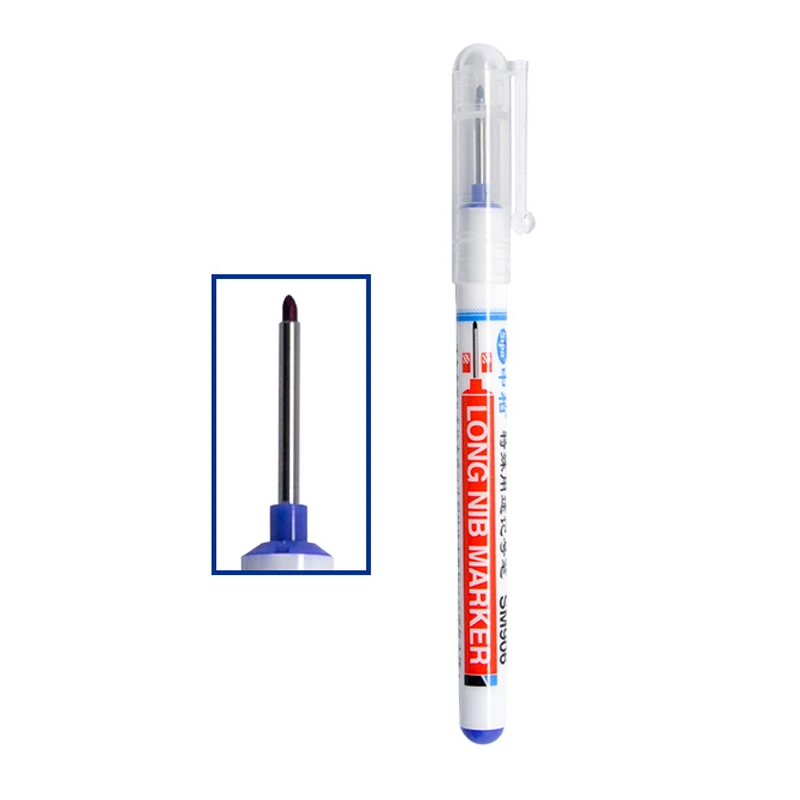 Long Head Markers Bathroom Woodworking Decoration Multi-purpose Deep Hole Marker Pens Red/Black/Blue Ink