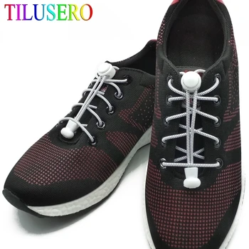 

Fashion No Tie Shoelace Stretching Lock lace 11 colors a pair Of Locking Shoe Laces Elastic Sneaker Running Shoelaces