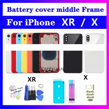 

For iPhone X XR Battery Back Cover , Middle Chassis Frame , SIM Tray , Side Key Parts Rear Housing Case Assembly