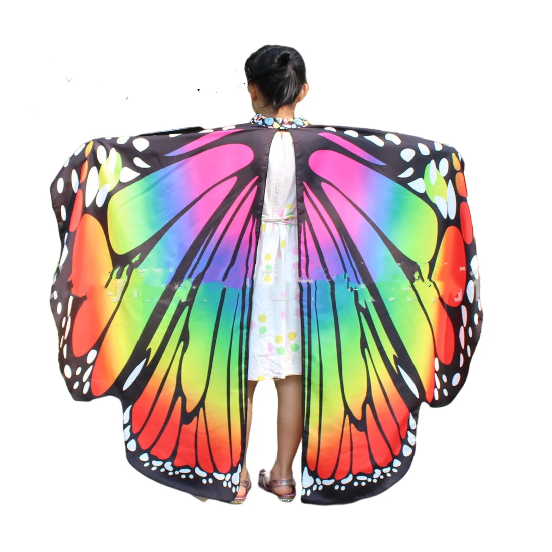 Châle en Tissu Doux avec Ailes de Papillon pour Enfant, Accessoire de Costume de Nymphe, Pixie, Déguisement pour Fille, Imprimé Coloré