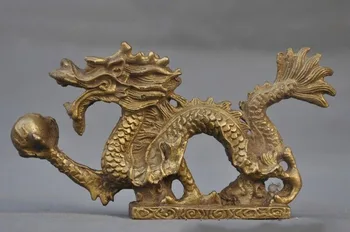 

5"old Chinese brass Feng Shui wealth auspicious Dragon loong dragons statue
