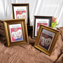 Matisse Oil Frame Retro Deep gold Picture Frame Hanging Wall Brutalist Matisse Niche American Decoration Frames for Pictures