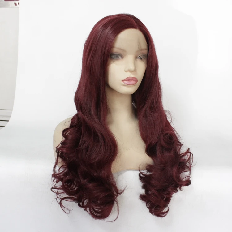 MRWIG средняя часть синтетический передний парик шнурка glueless 1b#2# длинные волнистые термостойкие волокна для женщин