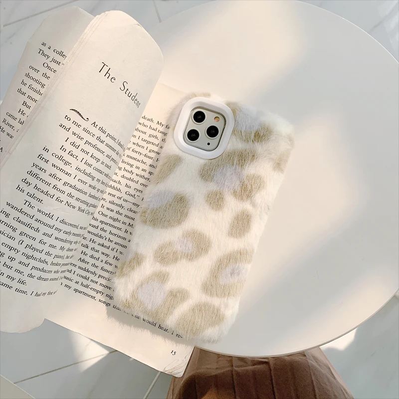 Роскошный пушистый леопардовый чехол для телефона Gimfun для Iphone 11 Pro Max X Xs Max Xr 7 8Plus серый плюшевый мех Мягкий ТПУ силиконовый чехол-накладка