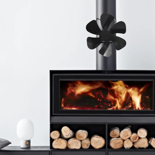 6 Blades Hanging Fireplace Fan Black Desktop Powered Stove Fan Log Fan Home Burning  Stove Wall-mounted Version Hot Air Stove Fan - AliExpress