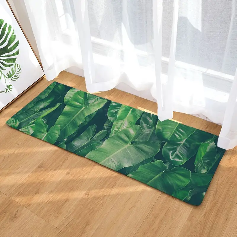 3D микрофибра коврик для кухни нескользящий современный ковер для гостиной листья софа с рисунком Коврики для спальни прикроватные коврики - Цвет: DC2030-19
