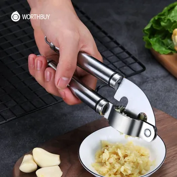 

WORTHBUY Manual Garlic Press Stainless Steel Garlic Crusher With Thickened Handle Ginger Press Ginger Kitchen Accessories Tools