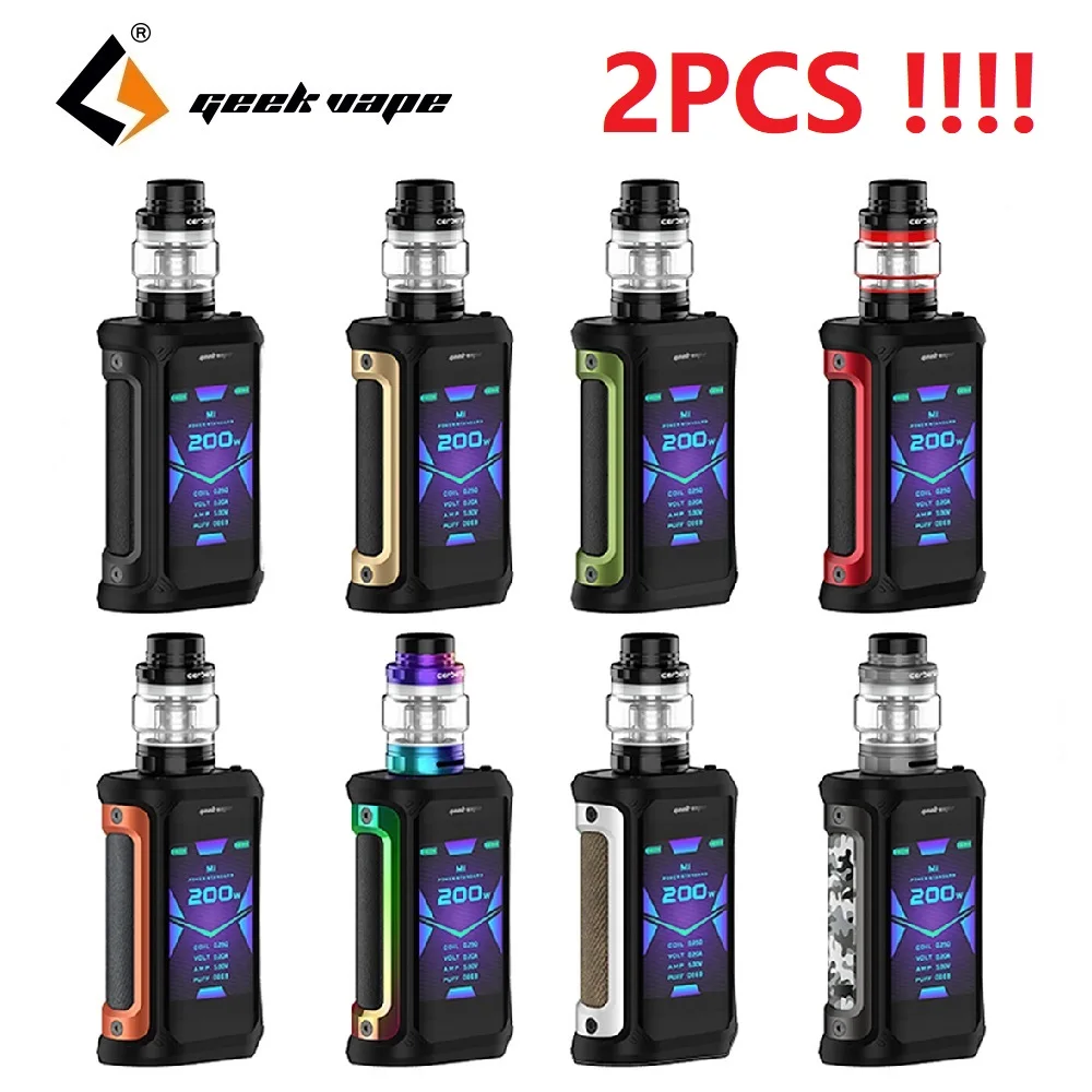 2 шт. Geekvape Aegis X 200 Вт Vape комплект с 4 oled-экраном и как 0 чипсет работает от двух 18650