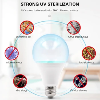 

E27 UV Sterilizer Lamp 7W 5W LED Germicidal Ozone Sterilization Lamp Bulb High Efficiency Disinfect Bacterial Indoor Lights