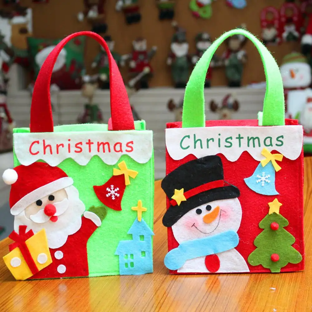 1PC Christmas Decorative Storage Bag Snowman Santa Claus with Handle for Candy Apple Large Bags Supplies | Дом и сад