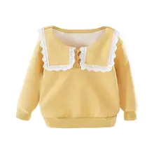 Красивая Детская толстовка с длинными рукавами; кружевная одежда с цветочным рисунком для маленьких девочек; детская одежда из флиса; свитер для девочек Roupas