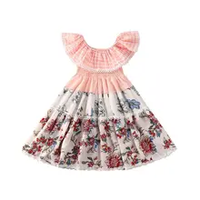 Милое платье принцессы с цветочным принтом для маленьких девочек вечерние летние платья принцессы без рукавов для детей от 0 до 5 лет