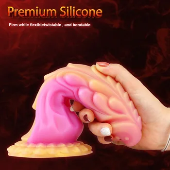 New Silicone Animal Dog Penis Kylin Dildo With Suction Cup Red Bumpy Anal Vagina Stimulate Female Masturbator Sex Toys For Man 4