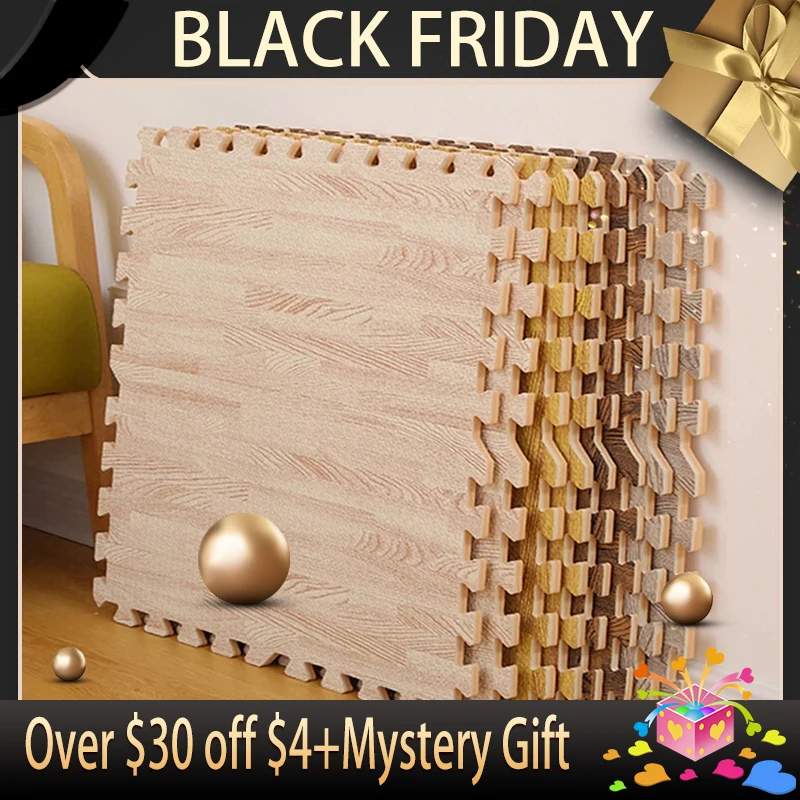 Wood Grain Puzzle Mat Baby Foam Play Splicing Bedroom Thicken Soft Modern Floor Kids Rug Living Room Crawling Carpet | Дом и сад