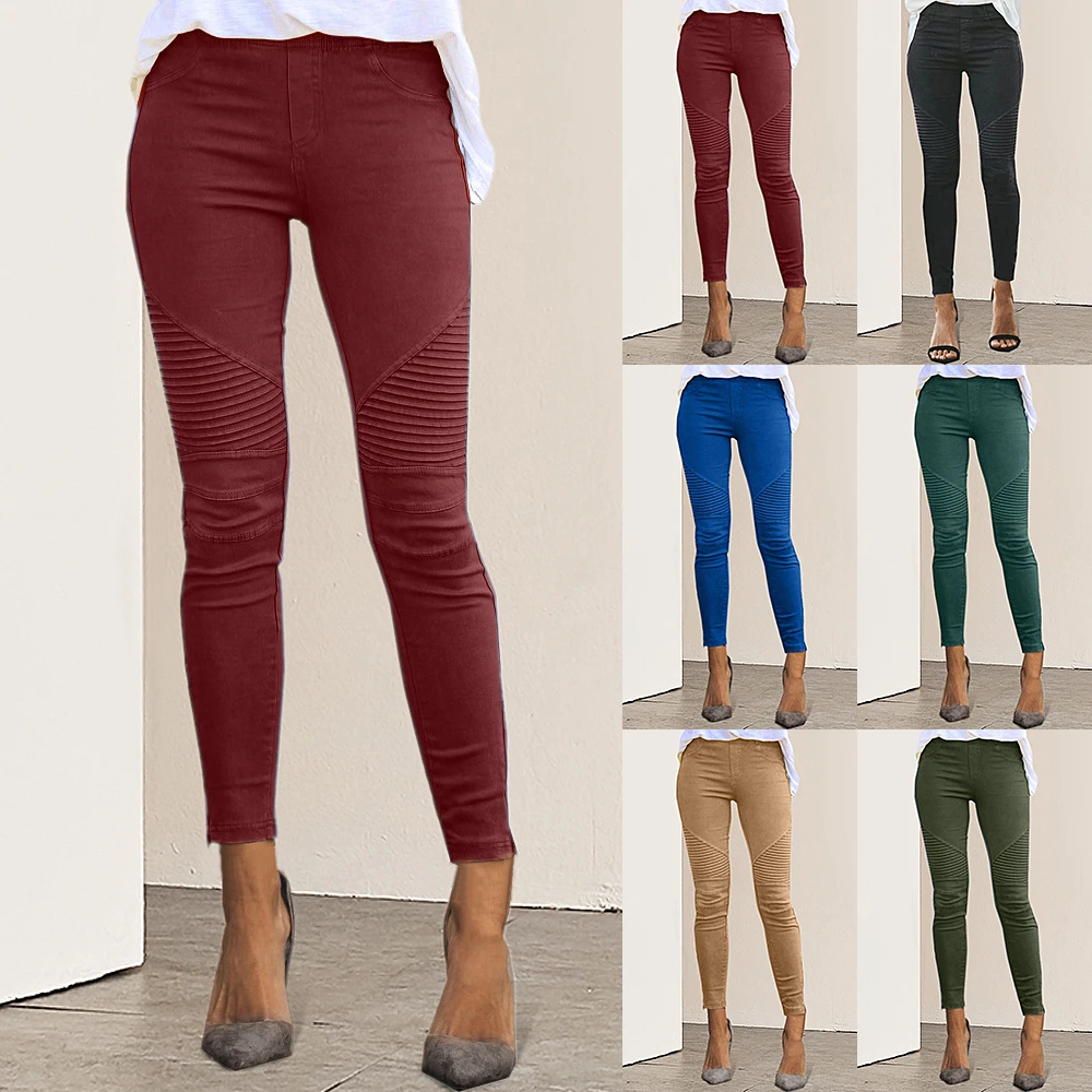 

Women Slim Tight Pants 2019 Autumn Sexy Female High Waist Trousers European Women's Fashion Casual Slim Elastic Pants Femme Pant
