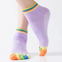 Йога носок женские, не скользящие из акрилового волокна танцевальная Фитнес Спортивная абсорбент с дезодоратором дышащие спорта на открытом воздухе, теплые носки с пальцами