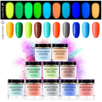 

Nail Art Dipping Powder Luminous Nail Decorations Fluorescent Glitter Glow Pigment Dust UV Gel Polish Infiltration powder