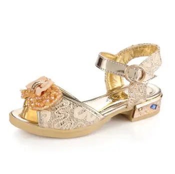 

Kids Sandals for Girls Rhinestones Summer Students Children Princess Party Dance Sandals Children Gold Pink Good Quality