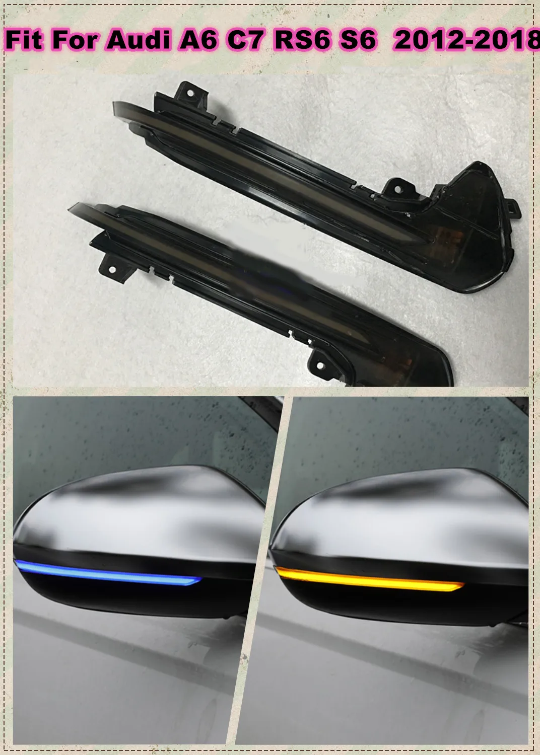 

For Audi A6 C7 A6L C7.5 RS6 S6 4G 2012 2017 2018 Car Side Wing Rearview Mirror Blinker Indicator LED Dynamic Turn Signal Lamp