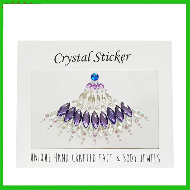 4  New Face Stickes Drill Acrylic Crystal Stick Beauty Makeup Party Decoration Resin Colorful Rhinestone Crystal Face Stickers